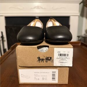 Coach Black Leather Ballet Flats